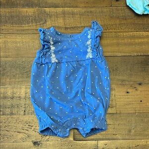 Carter's Blue Polka Dot Ruffle Sleeve Romper